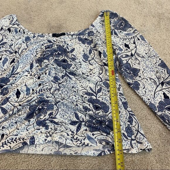 ECLAIR White blue long sleeve floral vine print blouse Sz L NWT - Picture 6 of 10